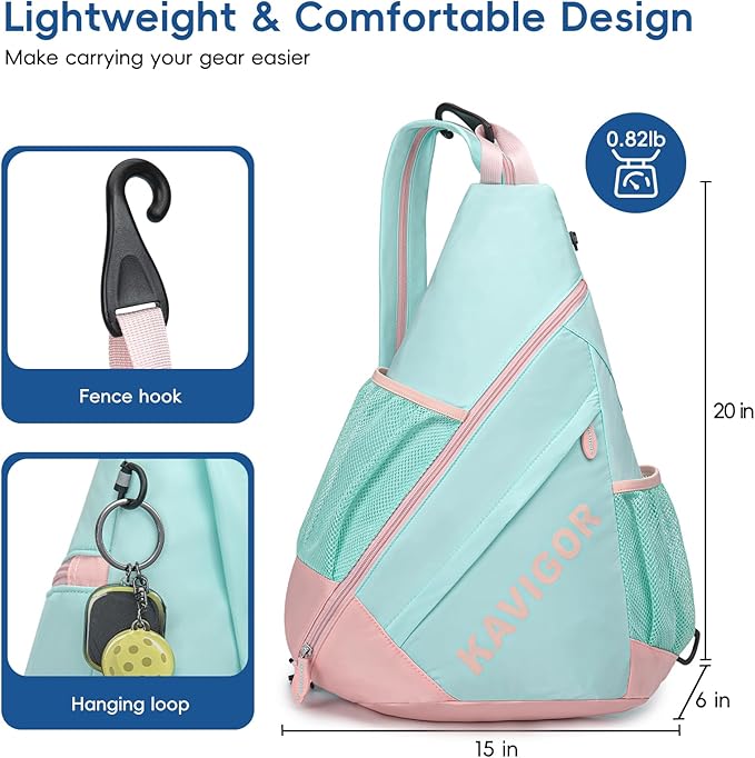 2025 Pickleball Sling Bag, Convertible Ultra-Light Backpack with Skin-Soft Fabric & Wet/Dry Pocket, Fits 4 Paddles + Gear