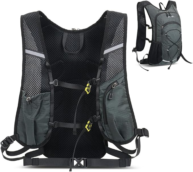 YAPJEB Hiking Hydration Vest Backpack 18L Lightweight with 2L Water Pack Bladder Daypack for Men Women Cycling, Running, Hiking and Biking (03 Grey Only Vest 18L)
