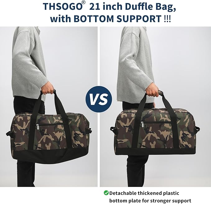 21 inch Gym Bag for Men - 40L Travel Duffel Bag Sport Duffle Bags for Weekend Overnight with Bottom Support (Camouflage)