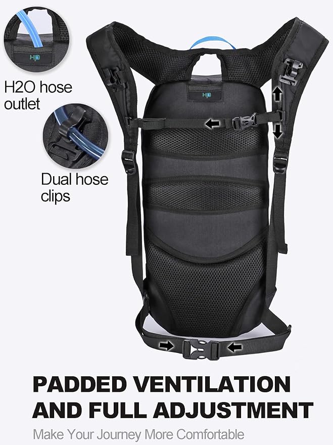 Arvano Hydration Backpack, Lightweight Hydration Pack with 2L Water Bladder, 6L Water Backpack for Men Women Cycling, Hiking, Mountain Biking, Skiing
