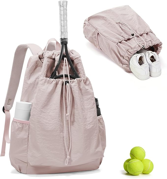 coofay Tennis Bags for Women Men Pickleball Bag Beach Tennis Racket Bag Drawstring Pickleball Tennis Backpack Badminton Bags