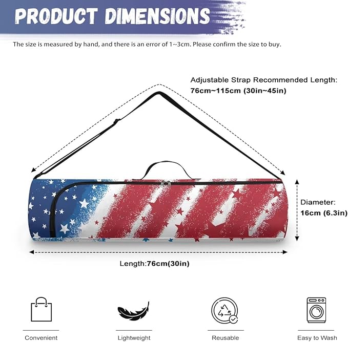 ZCFYGDX Yoga Mat Bag with Adjustable Shoulder Strap and Handle Zipper, 30in Wide x 6.3in Diameter for Yoga Mat Storage
