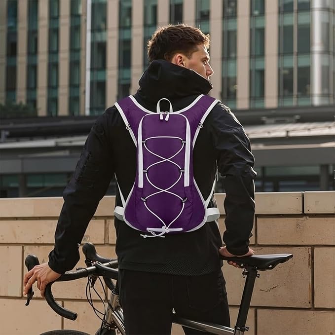 12L Hydration Backpack for Women and Men- Lightweight Hydration Pack with 2L Water Bladder, Water Pack for Hiking,Cycling,Rave and Running, Adjustable Chest Straps and Reflective