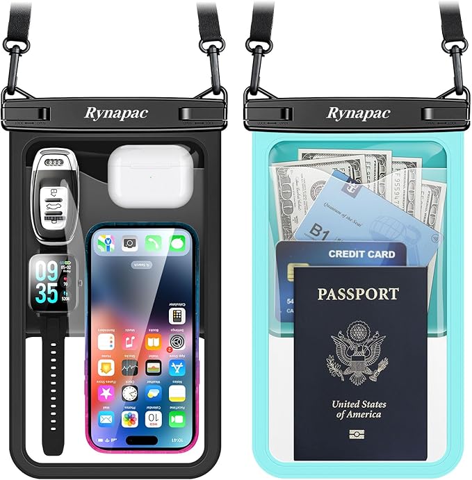 [Up to 10"] Large Waterproof Phone Pouch Bag - 2 Pack IPX8 Waterproof Phone Case for iPhone 17 16 15 Pro Max Galaxy S25 S24 Ultra, Touchscreen & Underwater Photography, Beach Cruise Travel Essentials