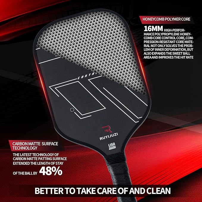 Pickleball Paddle,T700 Professional Carbon Fiber Fine Matte Finish,16mm Core Thickness,Delivers High Spin and Powerful Hits,All-Rounder Pickleball Paddle