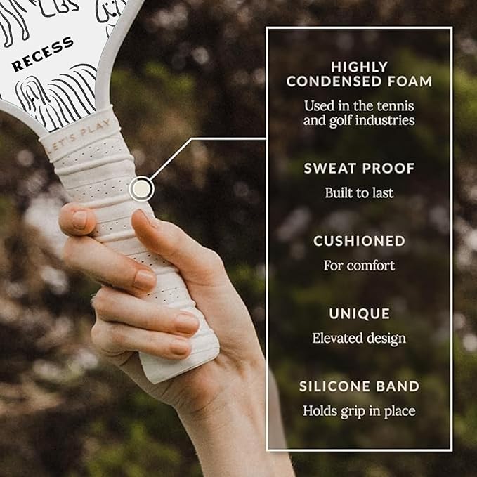 Recess Pickleball Starter Set of Premium Pickleball Paddles and Four (4) Pickle Balls - Lightweight, Honeycomb Core & Comfort Grip Handles - Perfect for Beginners