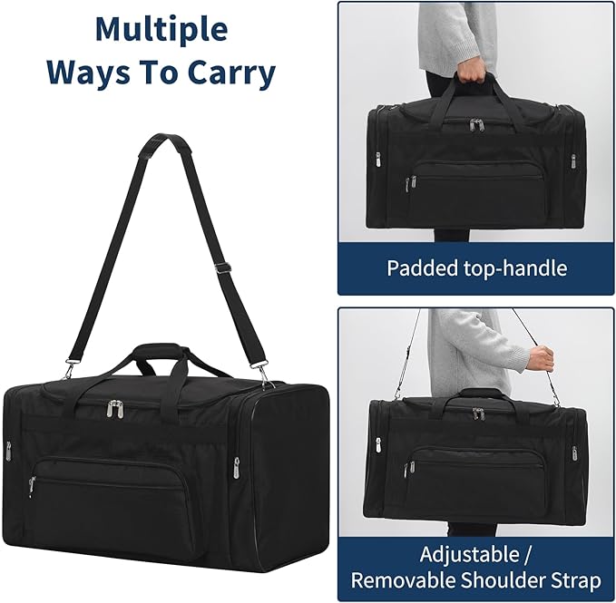 75L Large Duffle Bag for Men - 26 inch Duffel Bag Heavy Duty for Weekend Travel Sport Camping - Black