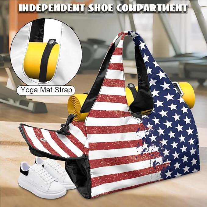 ZCFYGDX Yoga Gym Bag with Removable Adjustable Shoulder Strap, Shoe Compartment & Top Yoga Mat Holder 17.72x8.66x9.84in