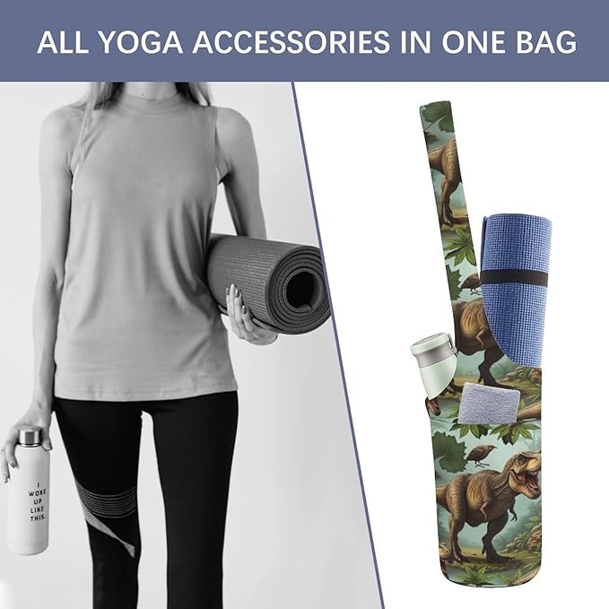 Aiyoolee Single Shoulder Yoga Mat Carrier Bag Portable Spacious with Pocket for Yoga Gym Fitness Travel