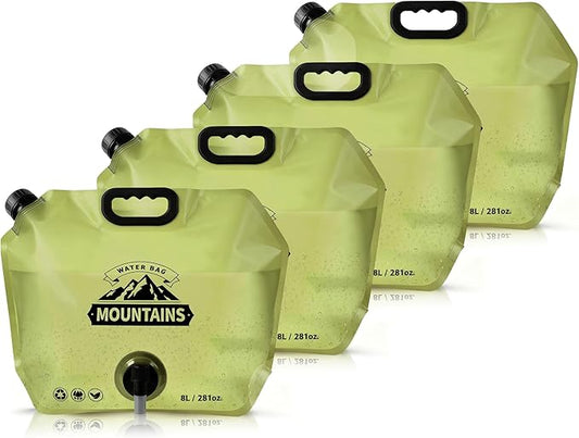 Collapsible 8L Water Storage Bag, BPA-Free Portable Folding Water Jug with Adjustable Faucet, Leakproof Emergency Water Bag for Camping, Hiking, Riding, Outdoor Sport (4, Green)