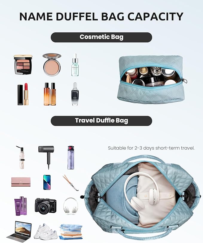 Gifts for Mom-Initial Duffle Bag with Shoe Compartment, Personalized Weekender Bag, Monogram Overnight Bag, Letter Travel Bag with Makeup Bag，Personalized Gifts Idea for Women Her (Letter F)