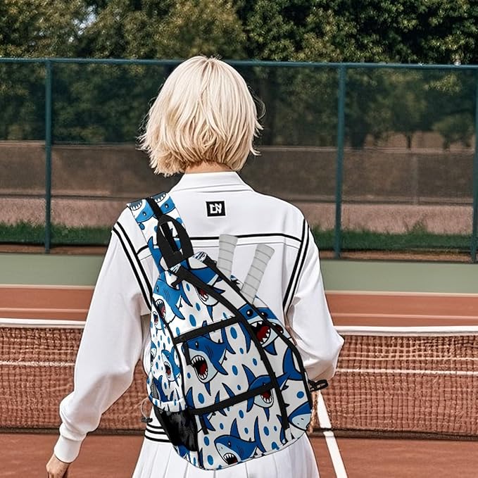 Brown Leopard Print Premium Nylon Pickleball Backpack, 3-in-1 Convertible Shoulder Crossbody Sling Bag for Women Men, Lightweight Bag Fits 2-4 Pickleball Paddles & Tennis Sports Gear