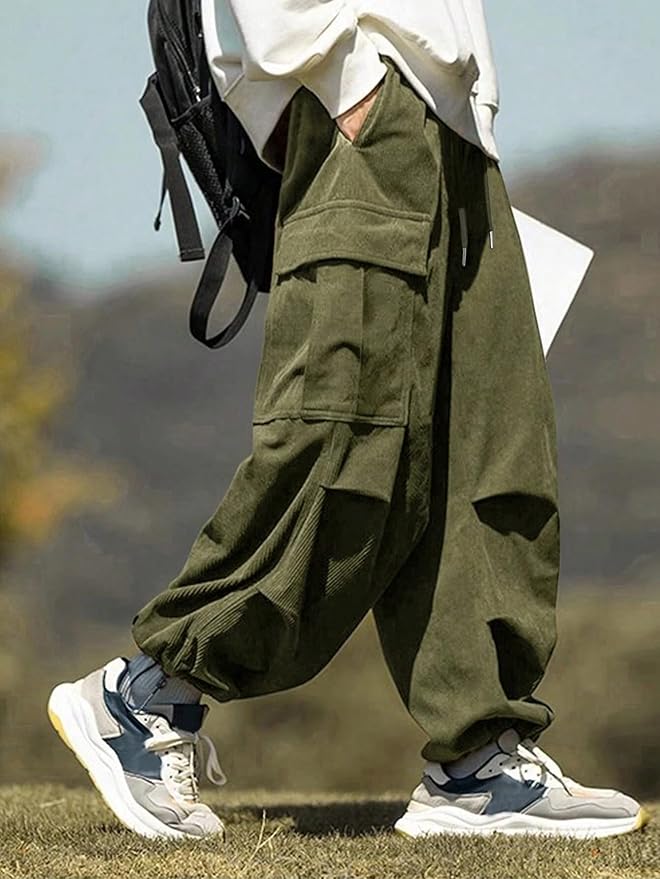 ZAFUL Men's Parachute Pants Casual Baggy Cargo Drawstring Trouser