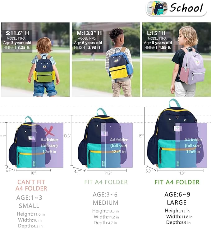 atgark Kids Backpacks for Girls & Boys - Kindergarten to Elementary School, Small Child Toddler Backpack, 15" H, Ages 6-9