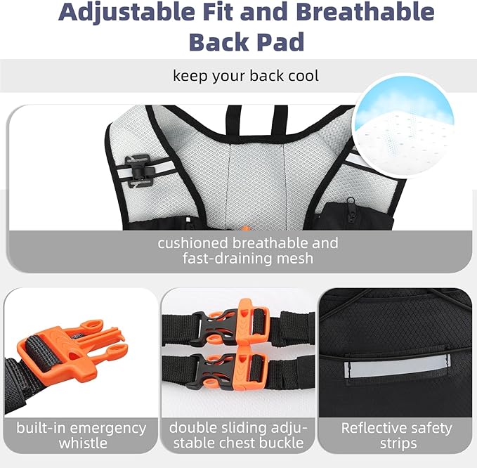 2 Pack Hydration Backpack Pack with 2L Hydration Bladders, TNYSPORT Lightweight Breathable Water Backpack with Multiple Pockets, Reinforced Shoulder Straps for Hiking, Running, Biking