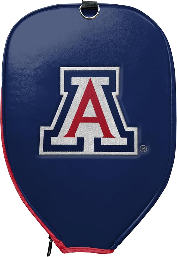 Officially Licensed Collegiate Pickleball Paddle Cover - Lightweight PU Leather Material - Durable Foam Interior Protection with Zippered Closure - Fits Most Paddles on the Market