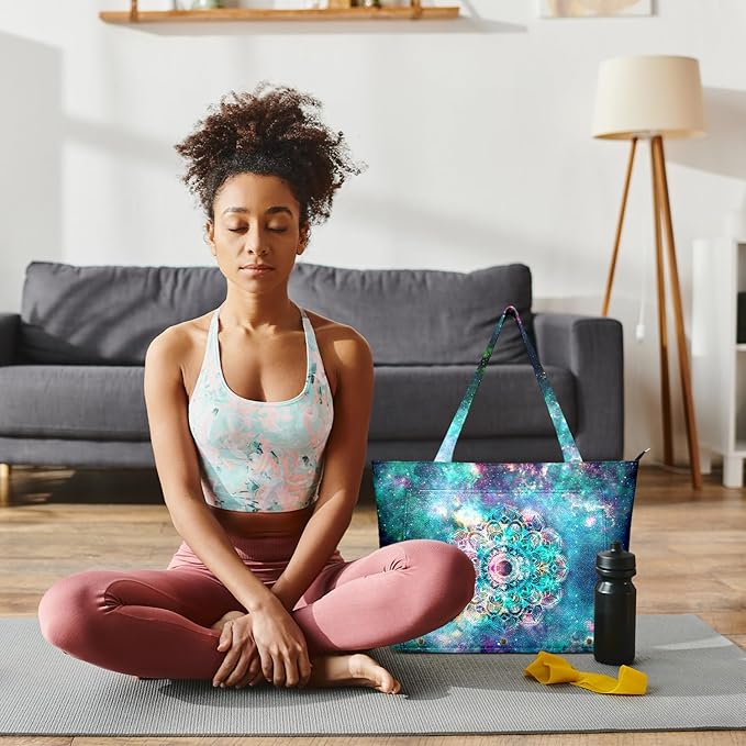 Adalore Women's Yoga Bag with Yoga Mat Carrier - Large Mat Pocket Fitness Tote for Pilates, Gym, Travel, Office & Beach