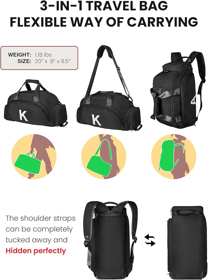 Tween Girl Gifts Trendy Stuff, Initial Gym Bags with Shoe Compartment, Dance Bag for Girls, Monogram Kid Overnight Bags, Travel Duffle Tote-Perfect for Soccer Sport Gymnastics (Letter Q)