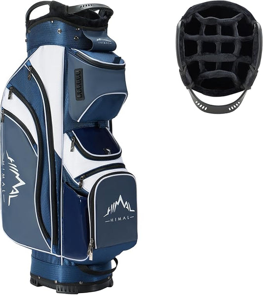 UNIHIMAL 14-Way Golf Cart Bag with Full Length Divider, Premium PU Leather Golf Bag with Plush Top, Magnetic Pocket and Rain Cover for Men
