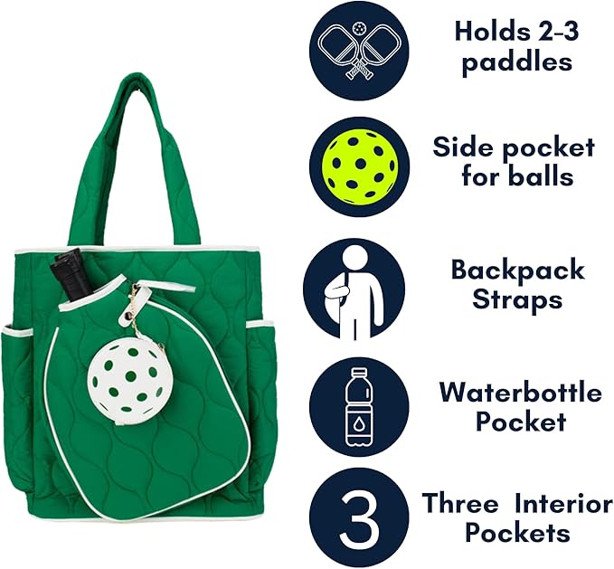 5th Ave Large Capacity Pickleball Bag and Convertible Tote Backpack for Women
