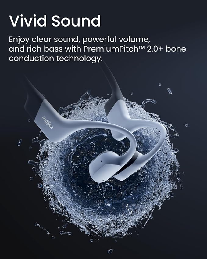 SHOKZ OpenSwim Pro - Open-Ear Bluetooth & MP3 Bone Conduction Sport Headphones, Swimming Headphones, IP68 Waterproof, Grey