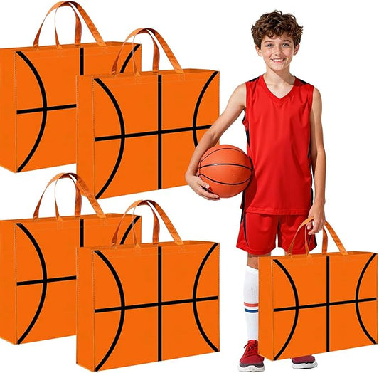 Liobelon Extra Large Basketball Gift Bags, Jumbo Party Favor Bag with Handle, Large Capacity Non-Woven Pouch for Sports Supplies, Picnic, Beach, Gift Storage, Birthday (4)