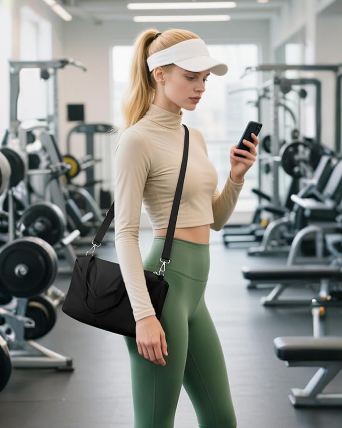 Ceneda Small Gym Bag for Women, 12 inch Mini Gym Bag with Wet Pocket, Lightweight Tote for Gym, Sport, Workout - Black