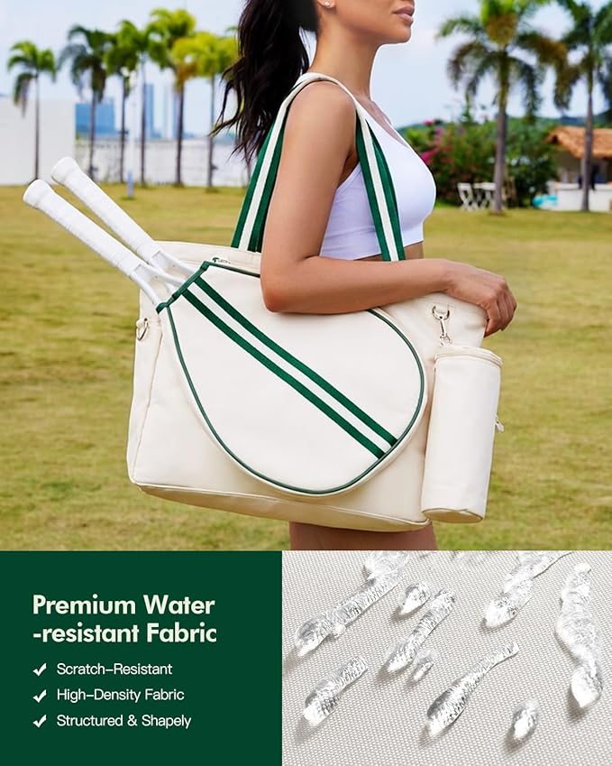 Durable Tennis Gym Tote Bag for Women & Men Sports Duffle Bag with Shoe Compartment & Wet Pocket Fence Hook Extra Ball Pocket Fits 2 Rackets and 15.6" Laptop Overnight Weekend Bag