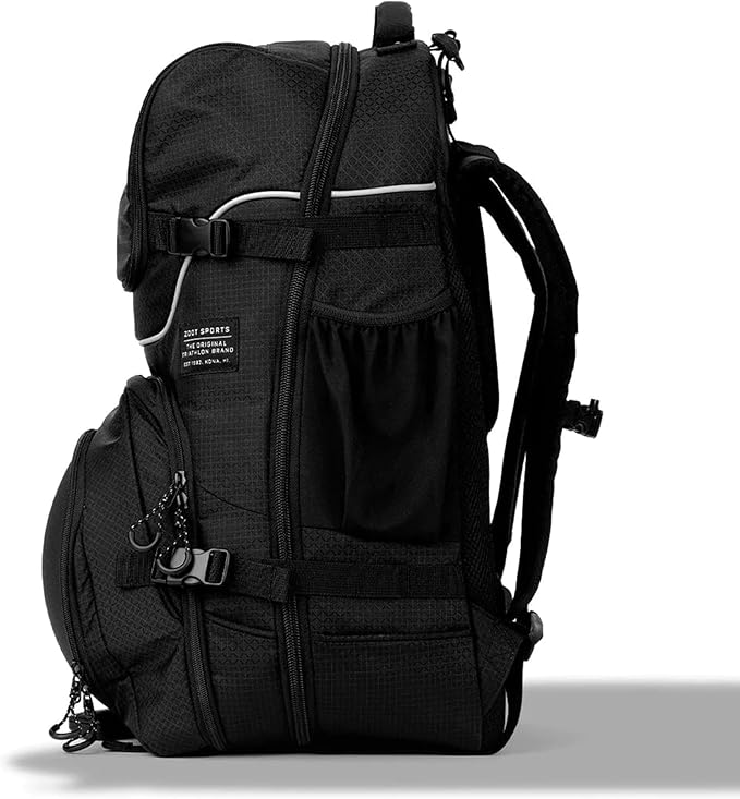 Zoot Ultra Tri Bag, Triathlon Transition Backpack with Wet Storage for Men & Women Athletes, Race Day, Travel & Train, Black