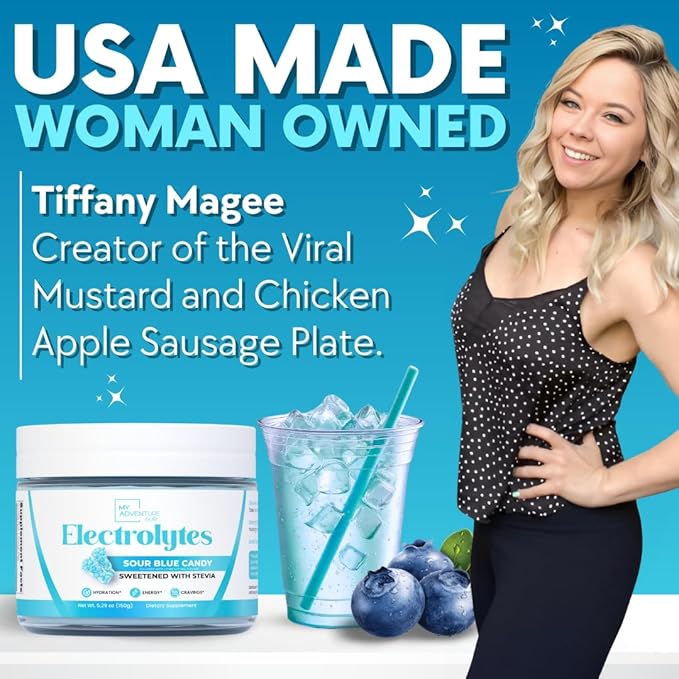 Zero Sugar - Sour Blue Candy Electrolytes Powder - Refreshing Hydration - Caffeine Free Energy - All Natural Ingredients - Vegan, Keto & Paleo - Sugar Free Electrolyte Powder Drink Mix - 30 Servings