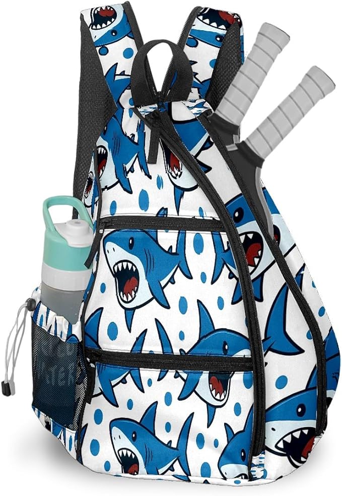 Brown Leopard Print Premium Nylon Pickleball Backpack, 3-in-1 Convertible Shoulder Crossbody Sling Bag for Women Men, Lightweight Bag Fits 2-4 Pickleball Paddles & Tennis Sports Gear