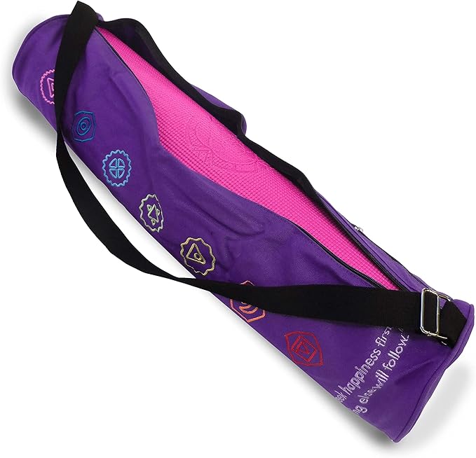 Premium Cotton Yoga Mat Bag with Shoulder Strap - Durable, Breathable and Lightweight Gym Bag to Carry the Standard or Extra Large Mat Sizes - Ideal for Yoga, Pilates & Fitness Equipment