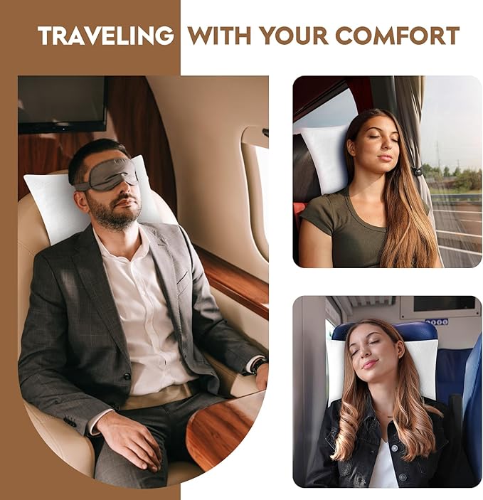 Small Shredded Memory Foam Pillow, Camping Pillow Travel Pillow - Compressible Medium Firm, Breathable Cover, Ideal Backpacking Hiking, Airplane and Car (Off-White, L)