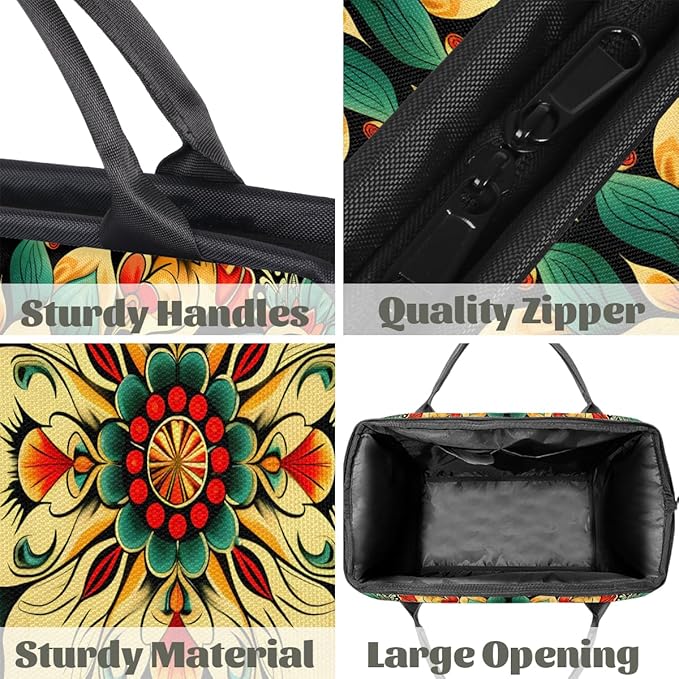 Travel Duffle Bag, Ethnic Mandala Floral Overnight Weekender Tote Bag for Women Men Waterproof Carry On Luggage with Zipper Lightweight Sport Gym Bag for Traveling Yoga Camping Traveling Gifts