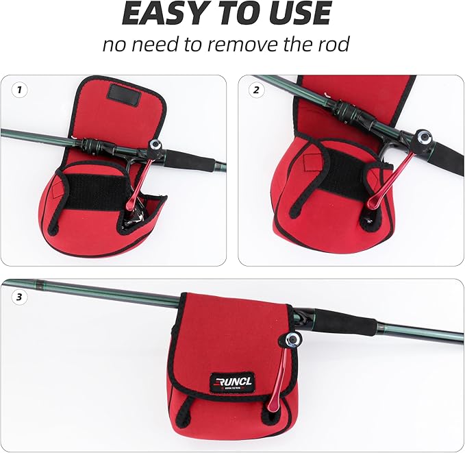 RUNCL Spinning Reel Bag – Protective Storage Pouch for Baitcasting Reels & Spinning Reels, Lightweight & Durable, Ideal for Freshwater & Saltwater Fishing Trips (Red & Black)