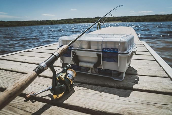 Flambeau Outdoors 3000WPBC Tackle Box - HD Waterproof Tackle Satchel System, Includes 2 Removable WP3012 Ultimate Waterproof Tuff Tainers, Floating Satchel, Fishing Tackle and Gear Storage, Gray/Clear