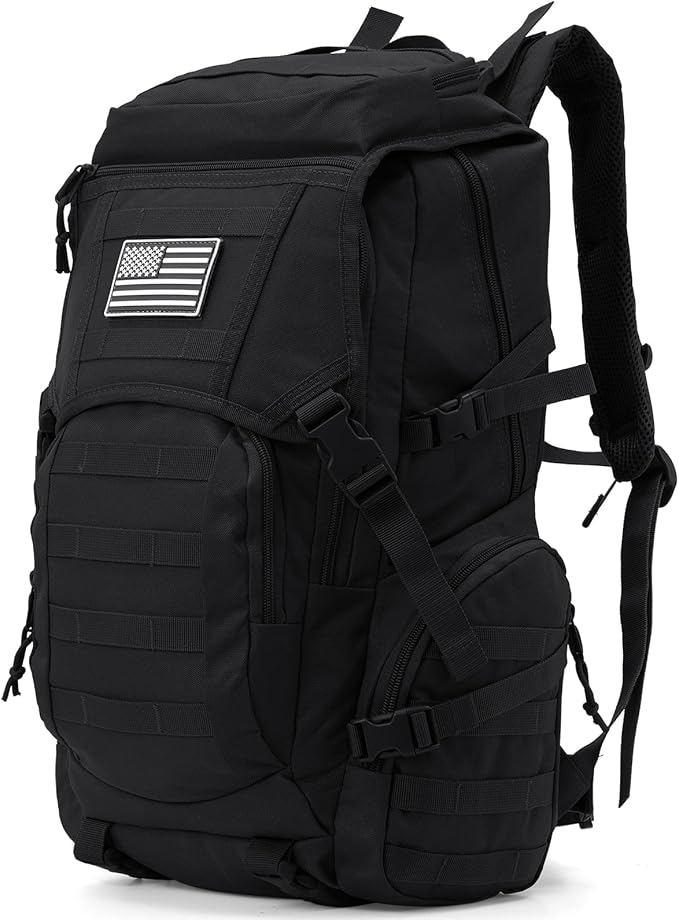 AUMENTAR 35L Military Tactical Backpack for Men, Water Resistant Assault Pack for Women, Black Molle Daypack 3 Day Bug Out Bag Rucksack for Trekking,Camping, Survival, EDC