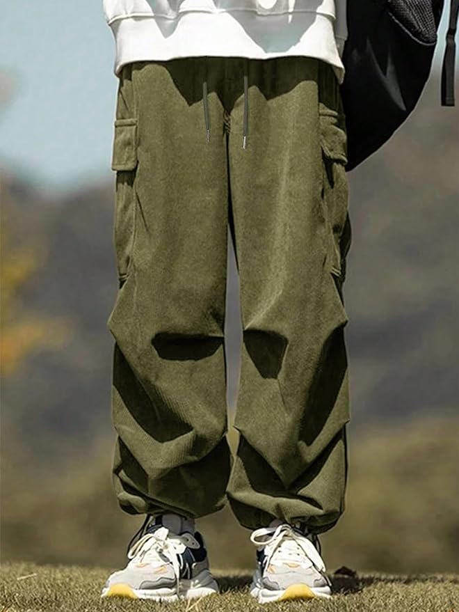 ZAFUL Men's Parachute Pants Casual Baggy Cargo Drawstring Trouser