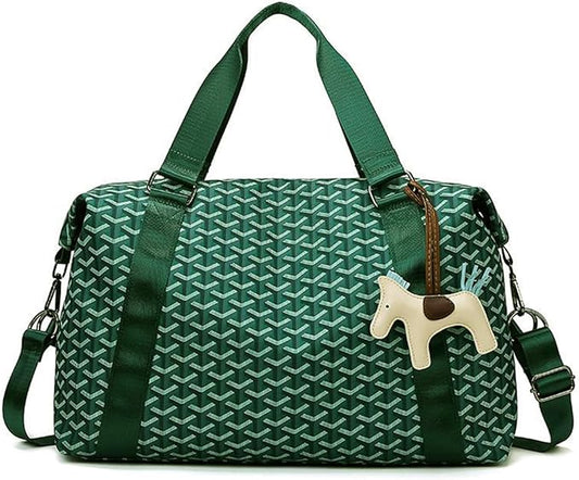 Weekender Duffel Sport Gym Bag Overnight Travel duffle Bags with Wet Pocket S1-Check Green