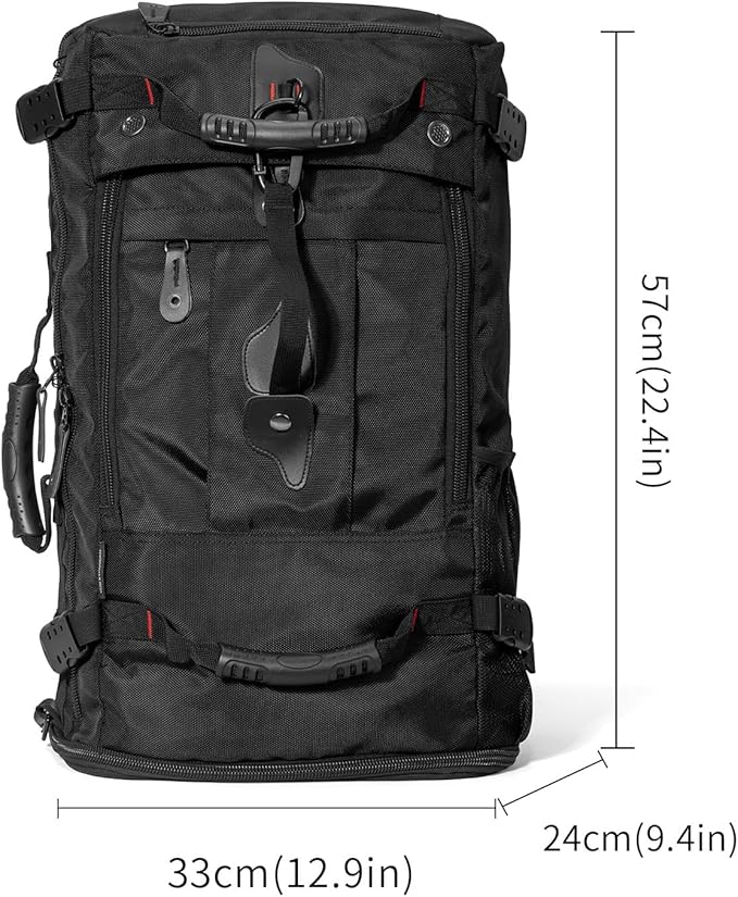 YOUMIAN Large Capacity For Travel Hiking Sports Carry On Backpack Durable Convertible Duffle Bag Laptop airplane (BLack, 45L-Normal)