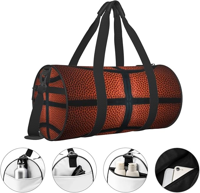Basketball Ball Sport Appearance Foldable Duffle Bag For Women - Workout Bag For Gym Men - Boy Gym Bag - Girls Small Weekender Duffel Bag - Packable Luggage Bag For Travel Sports