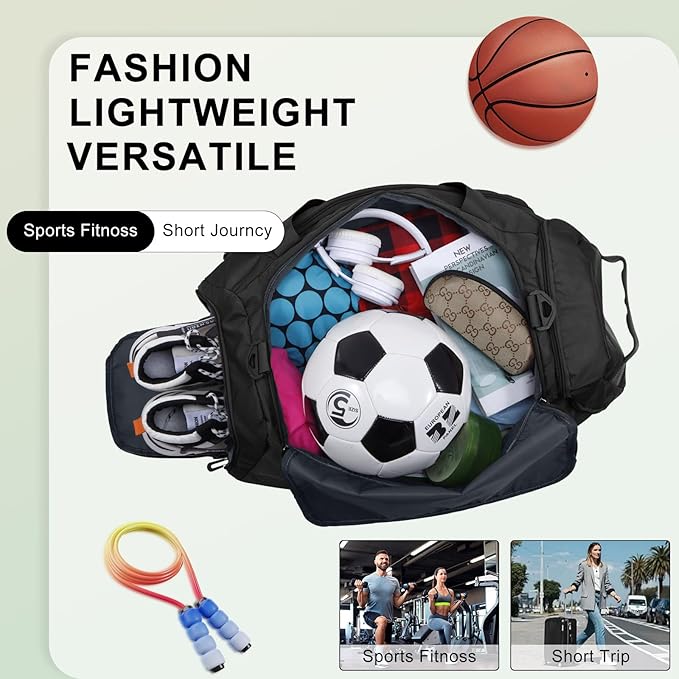HUA ANGEL Waterproof Gym Duffel Bag for Men Women with Shoe Compartment for Travel Fitness Workout Football Pickleball Tenis