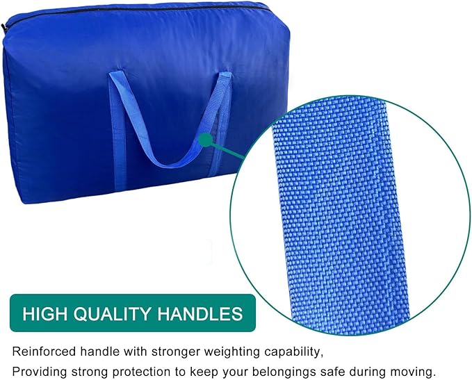 100L Extra Large Storage Bags, Big Moving Bags with Strong Zippers & Carrying Handles, Packing Bags for Moving, Storage, Travel and Camping, Storage Totes For Space Saving (Blue, 4 Pack)