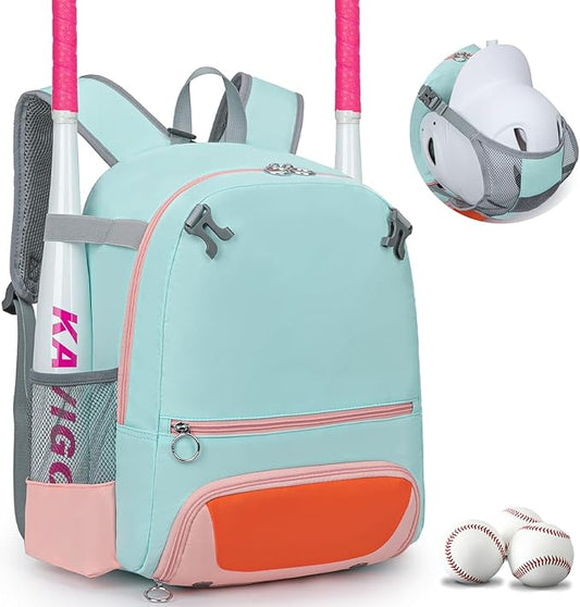2025 Youth Baseball & Softball Bag | Ultra-Light Tball Backpack with Shoe Compartment & Helmet Holder | Skin-Soft Fabric