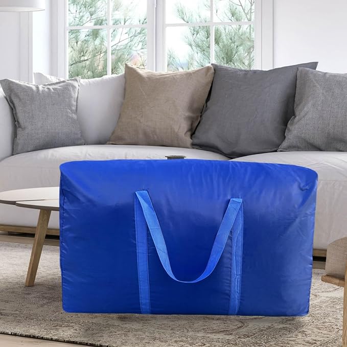 100L Extra Large Storage Bags, Big Moving Bags with Strong Zippers & Carrying Handles, Packing Bags for Moving, Storage, Travel and Camping, Storage Totes For Space Saving (Blue, 2 Pack)