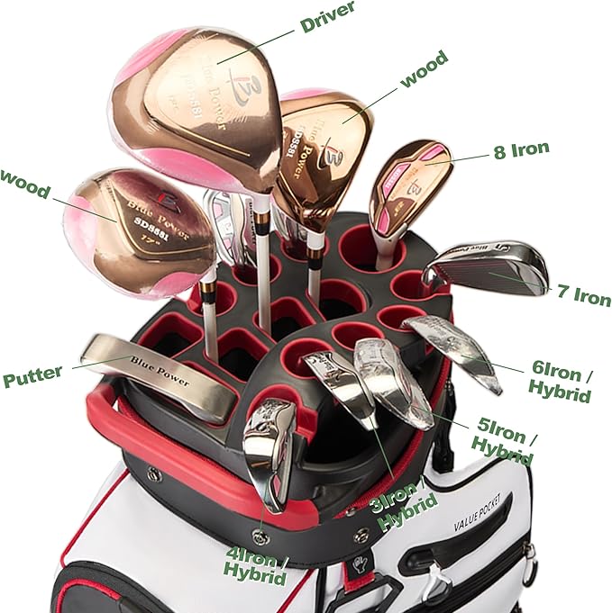 UNIHIMAL 14-Way Golf Cart Bag, Premium Full Length Golf Bag for Men with Magnetic Leather Pocket, Handles and Rain Cover