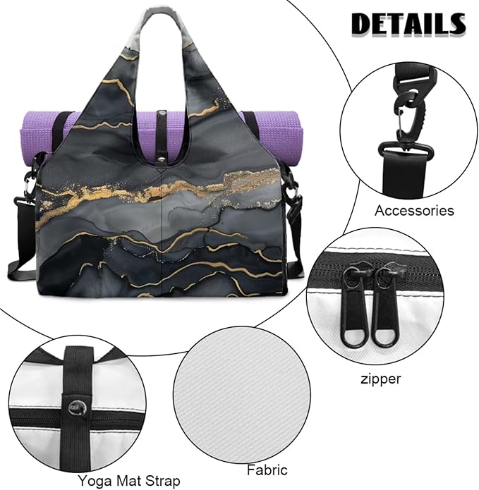 ZCFYGDX Yoga Gym Bag with Removable Adjustable Shoulder Strap, Shoe Compartment & Top Yoga Mat Holder 17.72x8.66x9.84in