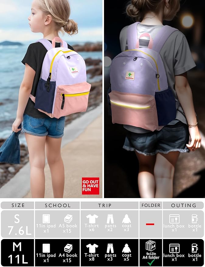 atgark Kids Backpacks For Girls & Boys, Kindergarten & Elementary School Bookbag, For School & Travel, Small Child Toddler Backpack, 13" H, For Kids 3-5 Medium