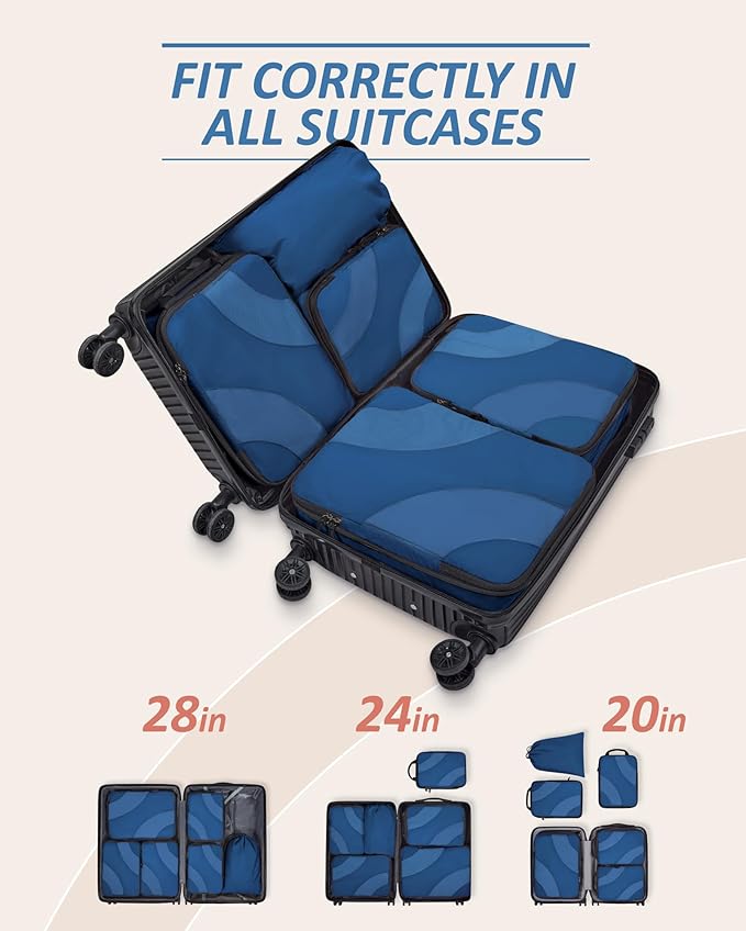 BAGSMART Compression Packing Cubes, 6 Set/4 Set/2 Set Travel Packing Cubes for Carry on Suitcases, Compression Suitcase Organizers Bag Set & Travel Cubes for Luggage, Lightweight Packing Organizers