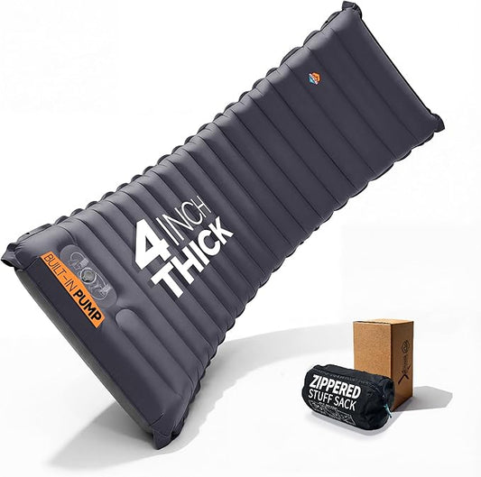 ZOOOBELIVES Inflatable Camping Sleeping Pad, 4-Inch Thick Full Air Support, No Bottoming Out for Side Sleepers, Camping & Backpacking Mattress with Built-in Foot Pump, Durable & Compact – Airlive2000